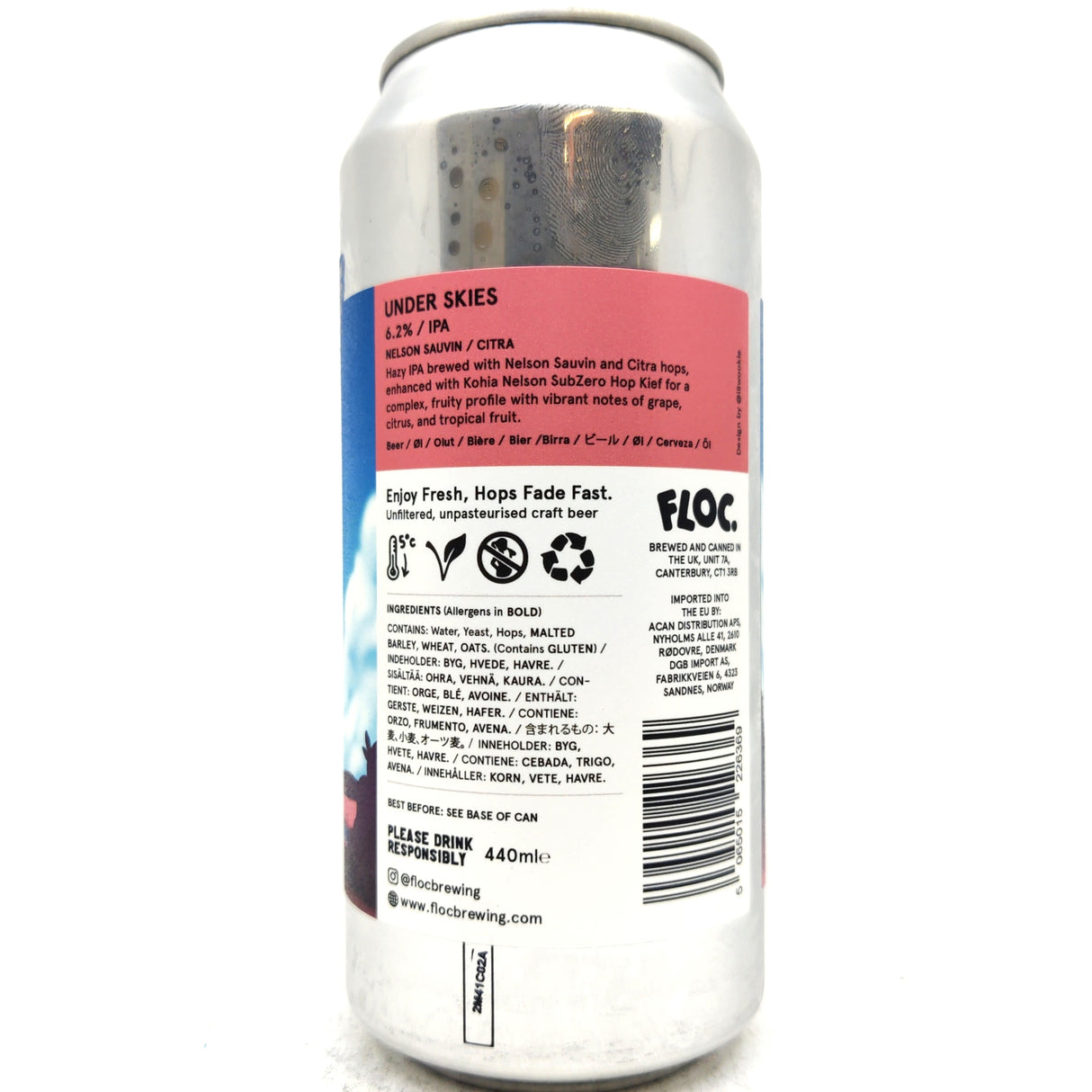 Floc Brewing Under Skies IPA 6.2% (440ml can)-Hop Burns & Black