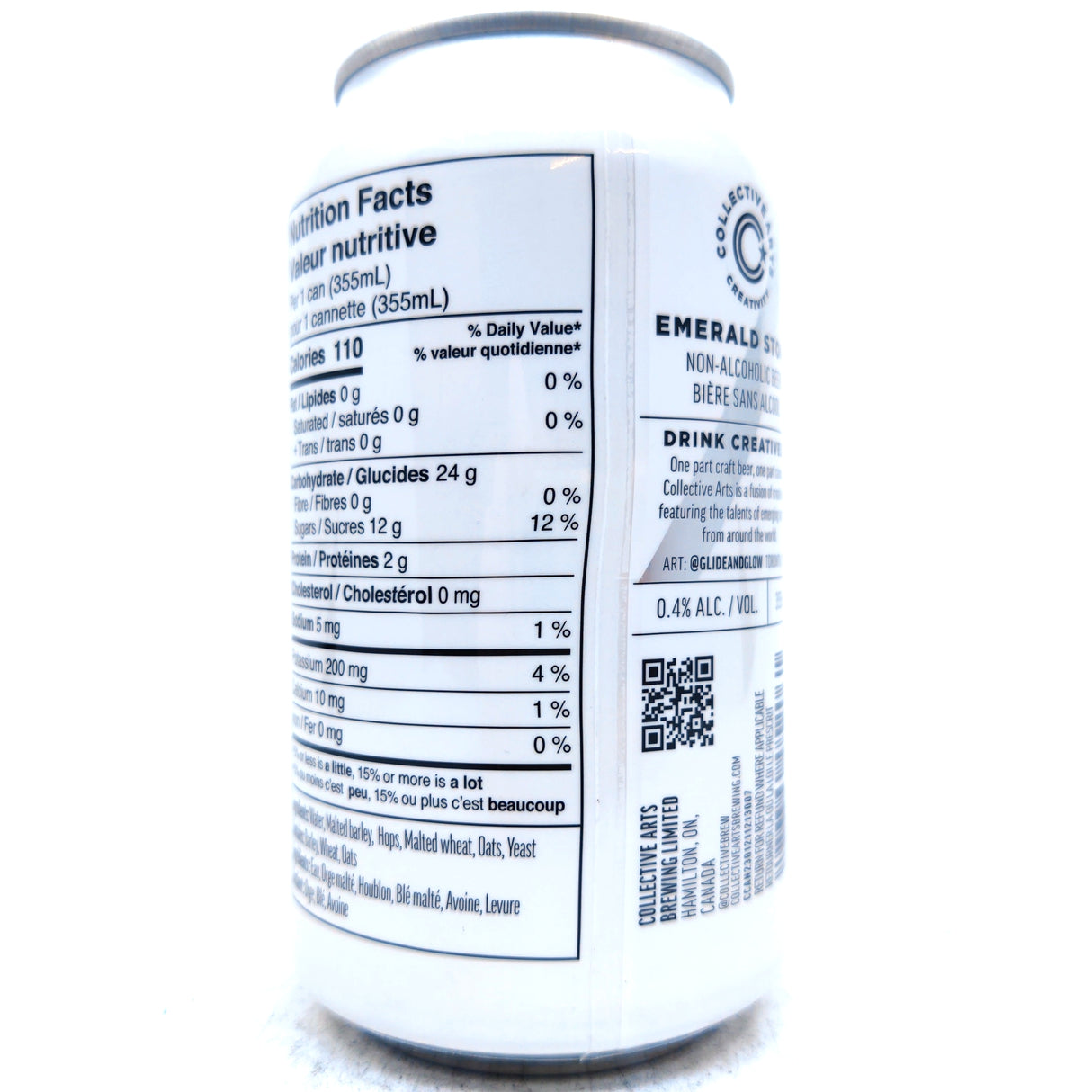 Collective Arts Emerald Stout (Non Alcoholic) 0.4% (355ml can)-Hop Burns & Black