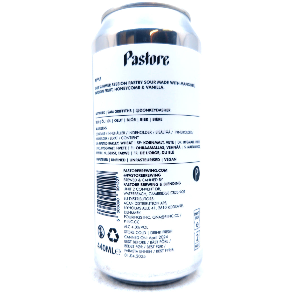 Pastore Mango & Passionfruit Ripple Sour 4% (440ml can)-Hop Burns & Black