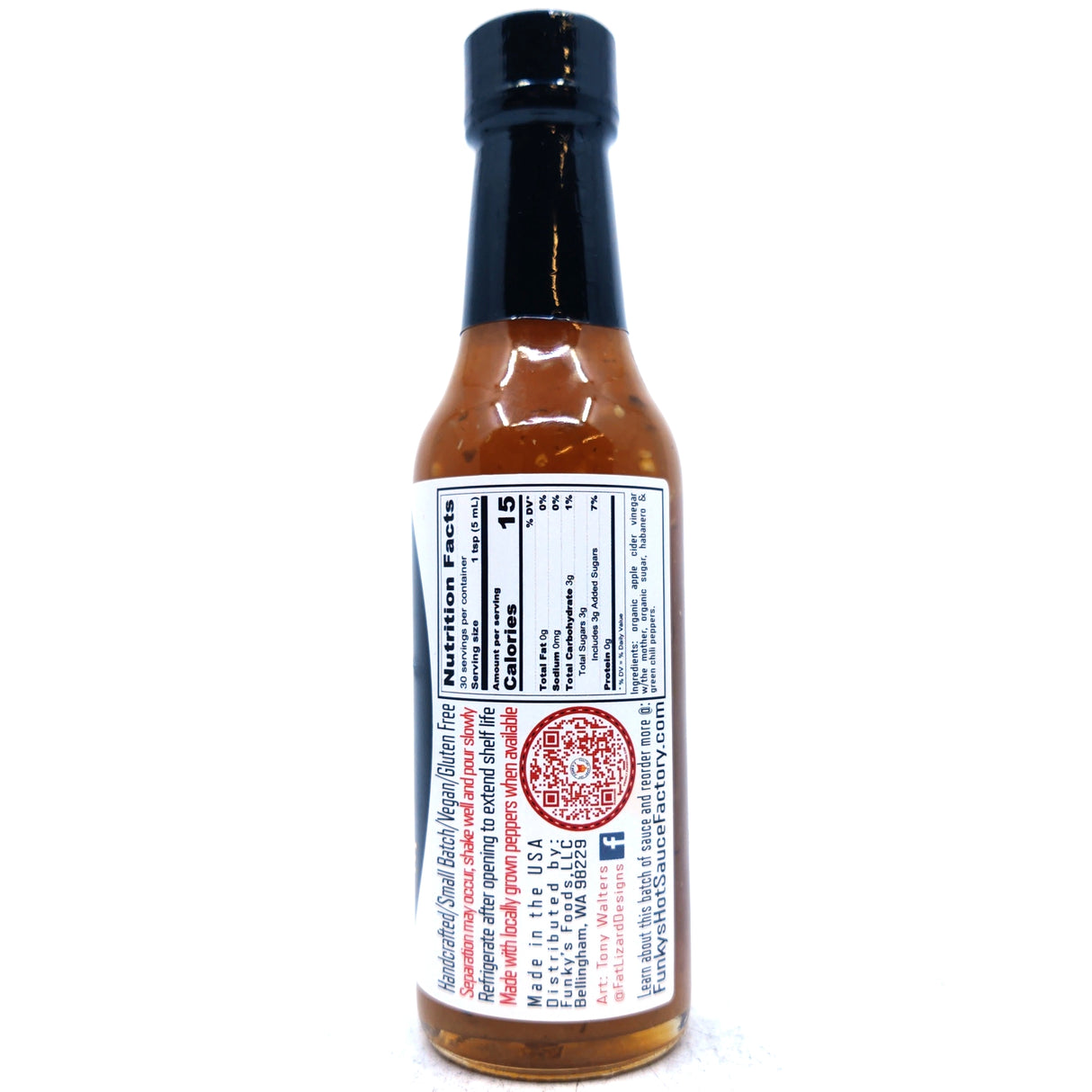 Funky's Hot Sauce Liquid Sunshine Sweet Habanero (148ml)-Hop Burns & Black