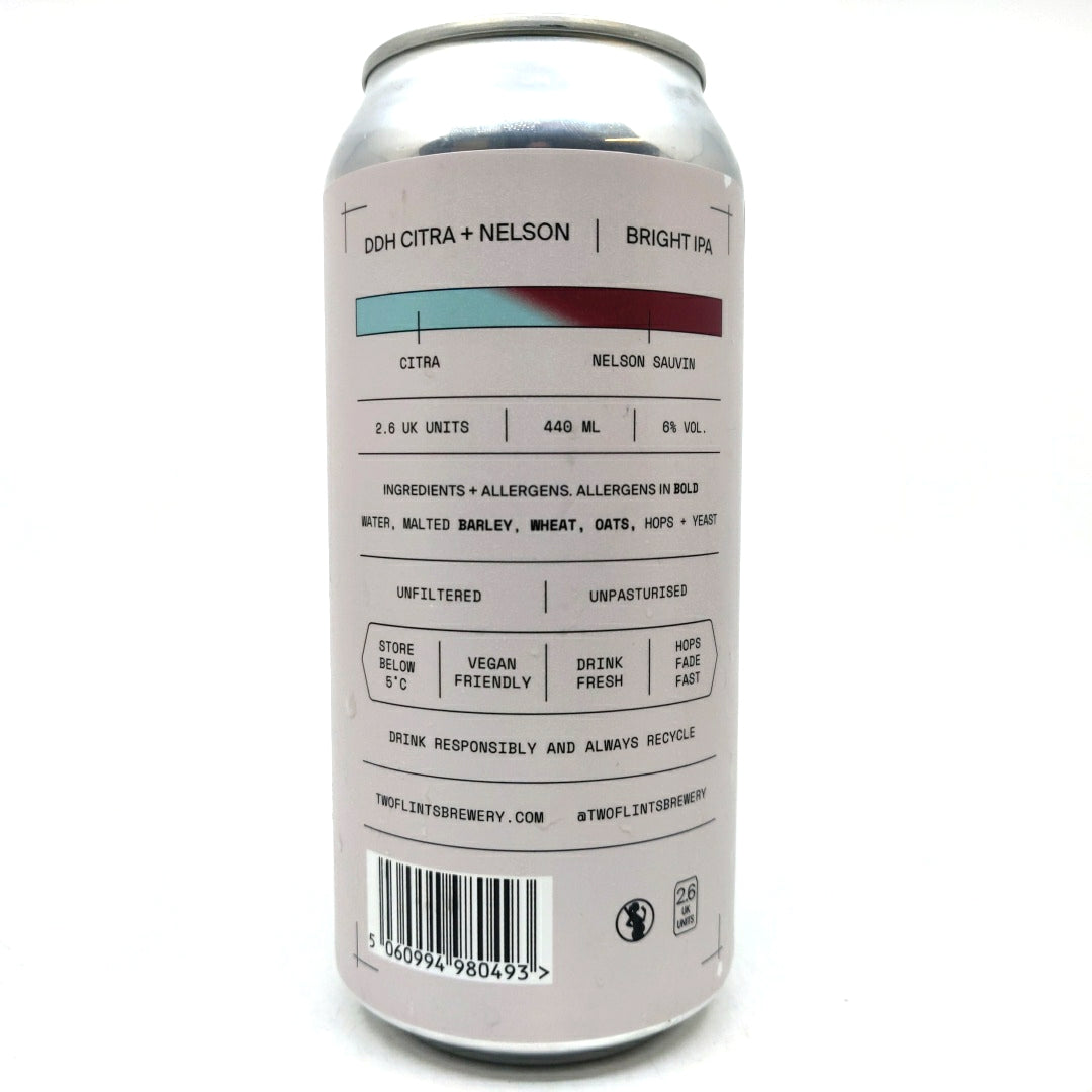Two Flints DDH Citra & Nelson Bright IPA 6% (440ml can)-Hop Burns & Black