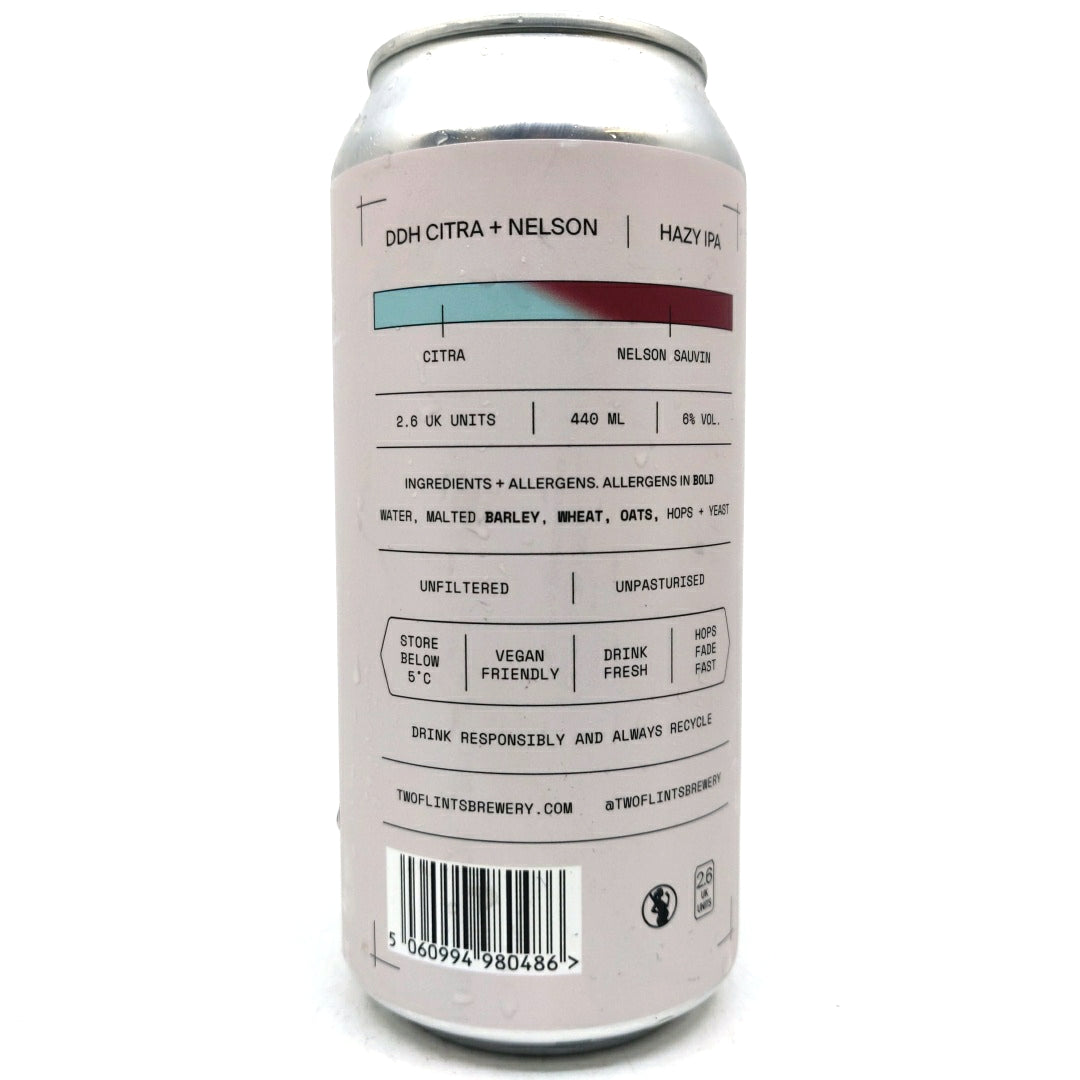 Two Flints DDH Citra & Nelson Hazy IPA 6% (440ml can)-Hop Burns & Black