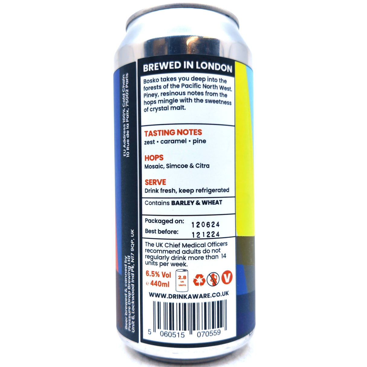 Pressure Drop Bosko West Coast IPA 6.5% (440ml can)-Hop Burns & Black