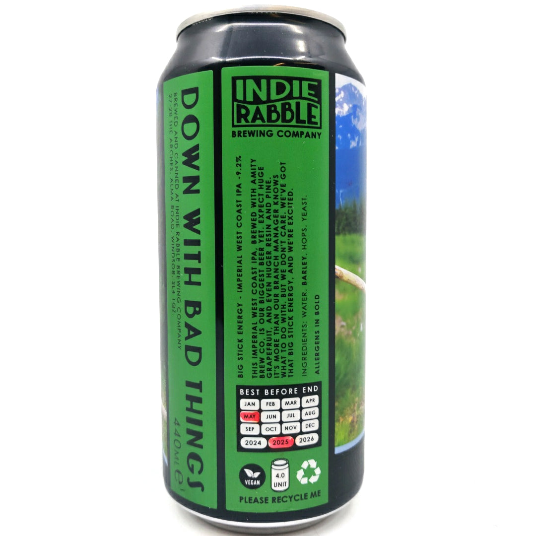 Indie Rabble Big Stick Energy Imperial West Coast IPA 9.2% (440ml can)-Hop Burns & Black