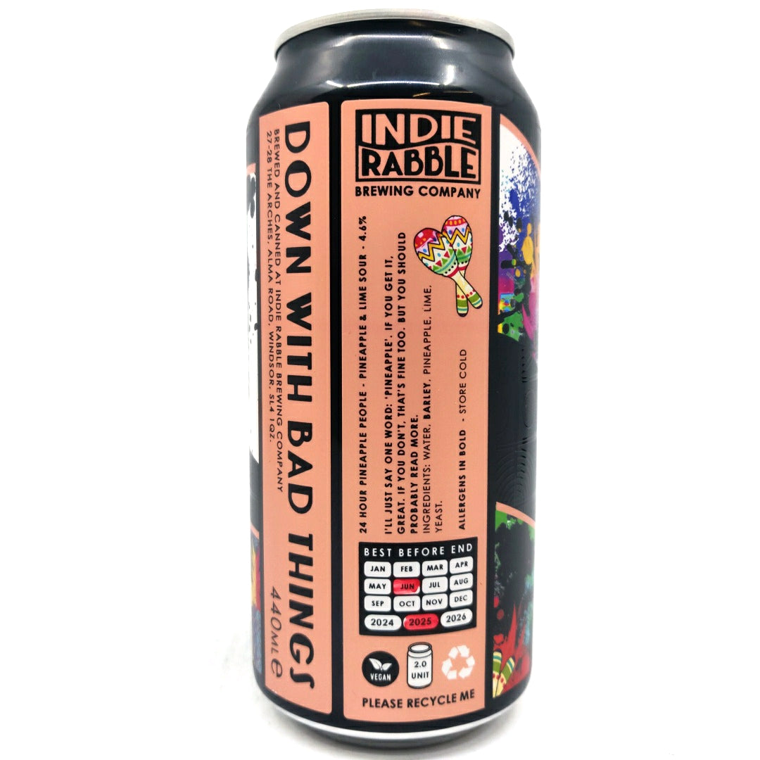 Indie Rabble 24 Hour Pineapple People Sour 4.6% (440ml can)-Hop Burns & Black