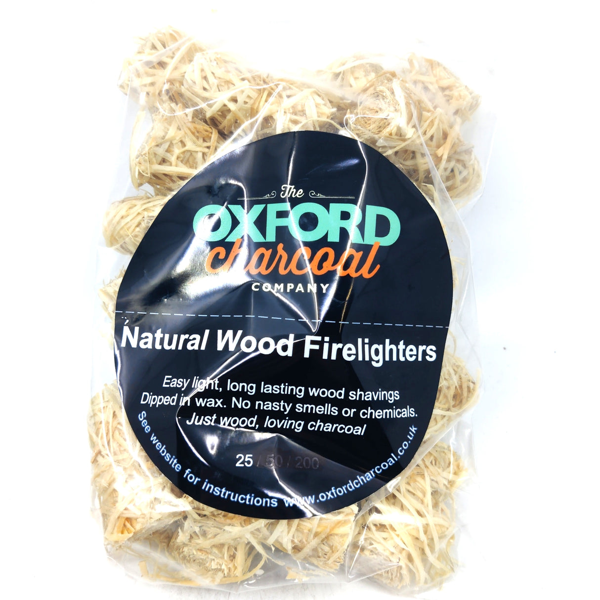 Oxford Charcoal Wood Wool Firelighters (25 per bag)-Hop Burns & Black