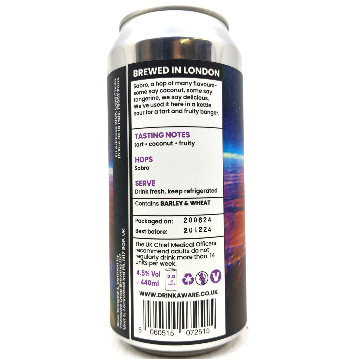 Pressure Drop Weird World Sabro Sour 4.5% (440ml can)-Hop Burns & Black