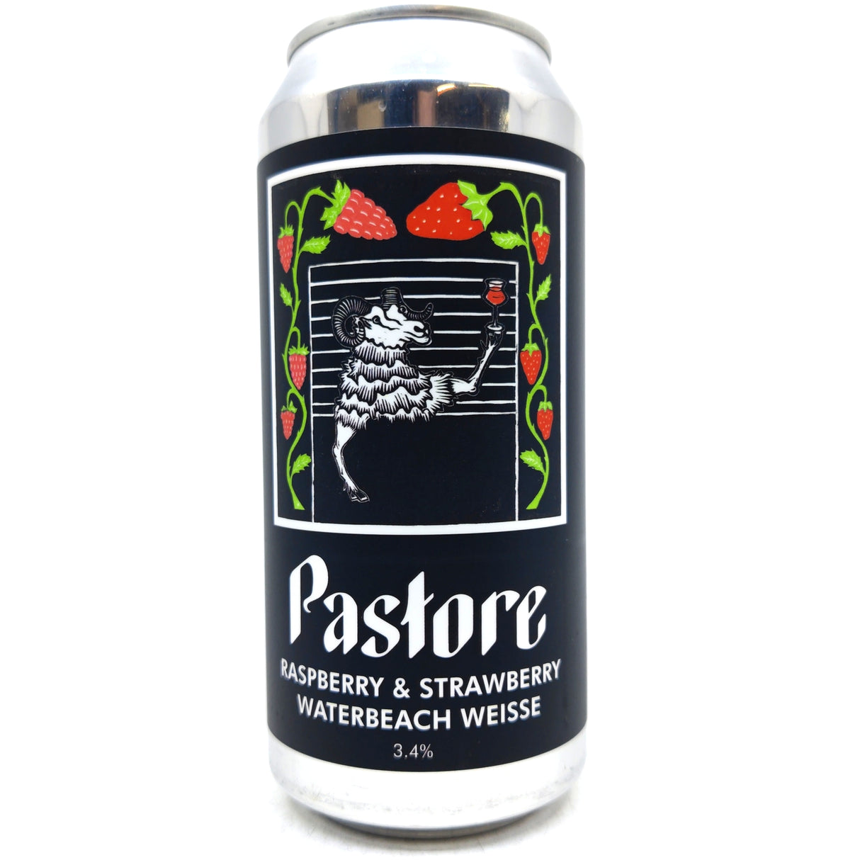 Pastore Raspberry & Strawberry Waterbeach Weisse 3.8% (440ml can)-Hop Burns & Black