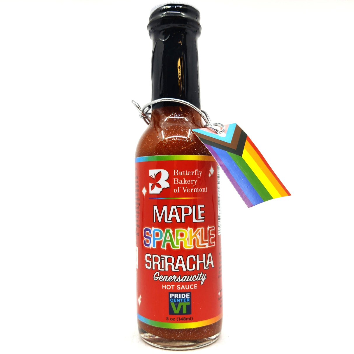 Butterfly Bakery Maple Sparkle Sriracha Pride Hot Sauce (148ml)-Hop Burns & Black