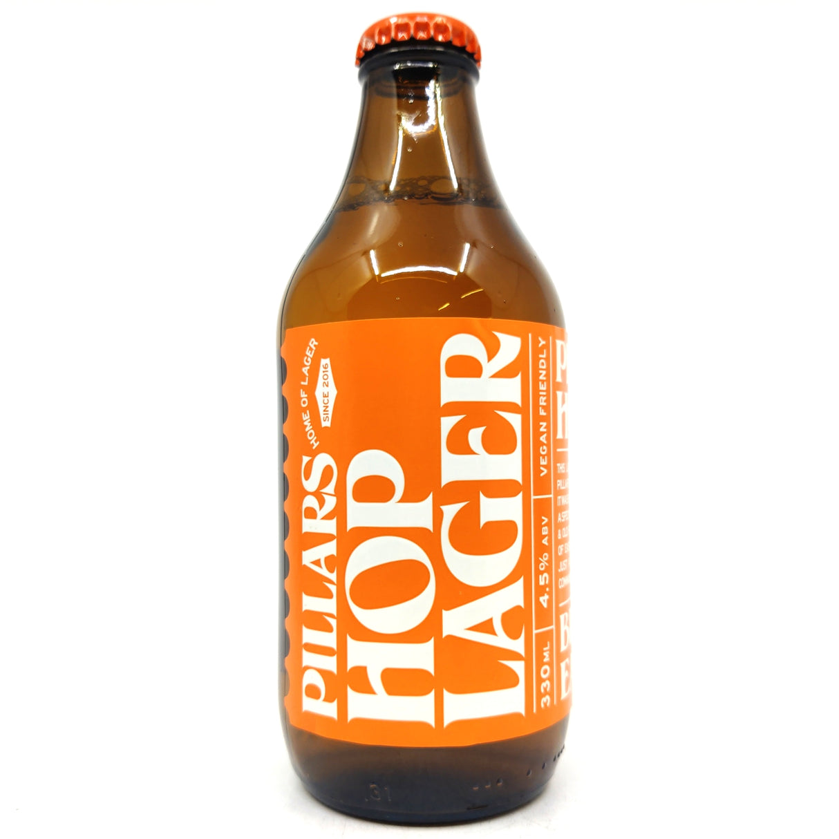 Pillars Hop Lager 4.5% (330ml)-Hop Burns & Black