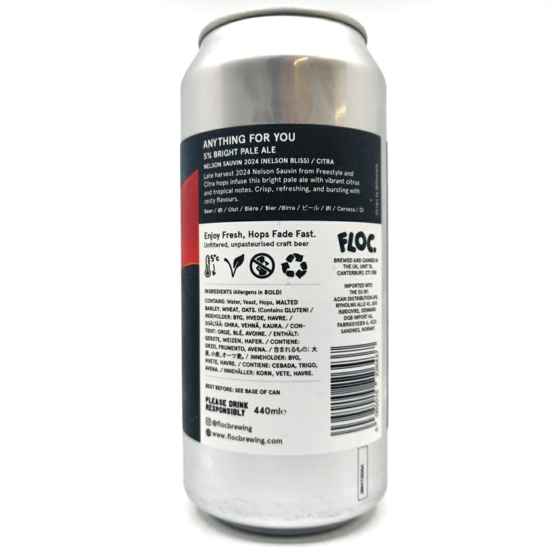 Floc Brewing Anything For You Bright Pale Ale 5% (440ml can)-Hop Burns & Black