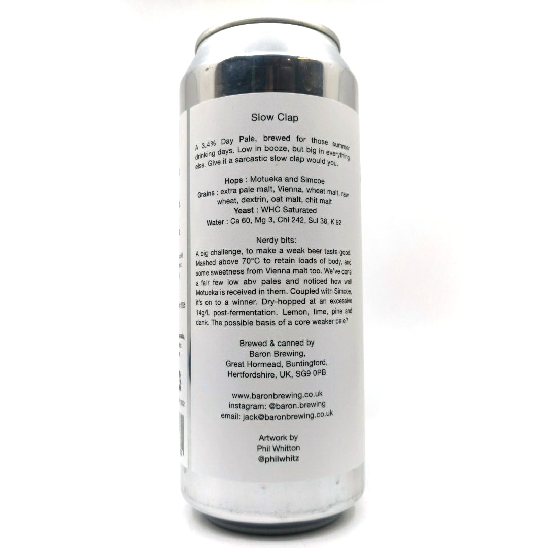 Baron Brewing Slow Clap Pale Ale 3.4% (500ml can)-Hop Burns & Black