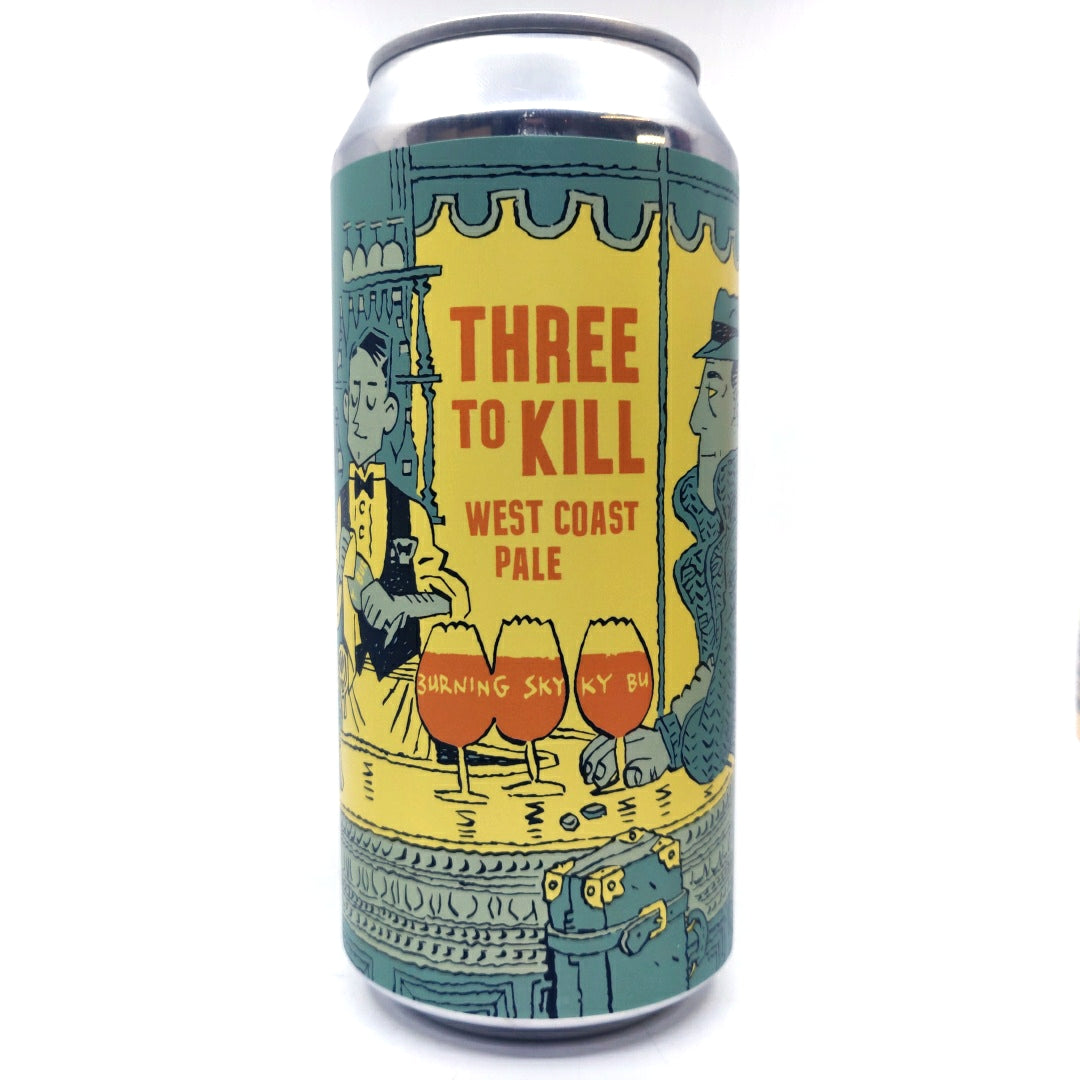 Burning Sky Three To Kill West Coast Pale Ale 5.4% (440ml can)-Hop Burns & Black