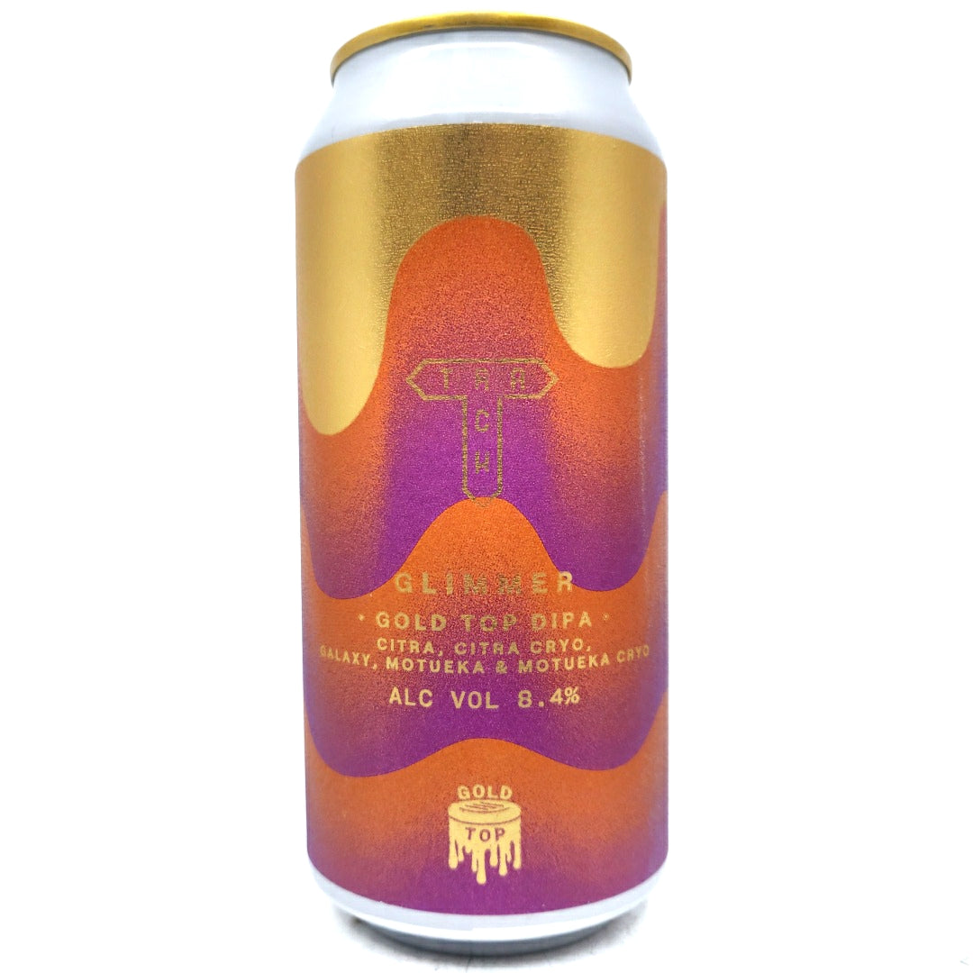 Track Glimmer Gold Top Double IPA 8.4% (440ml can)-Hop Burns & Black