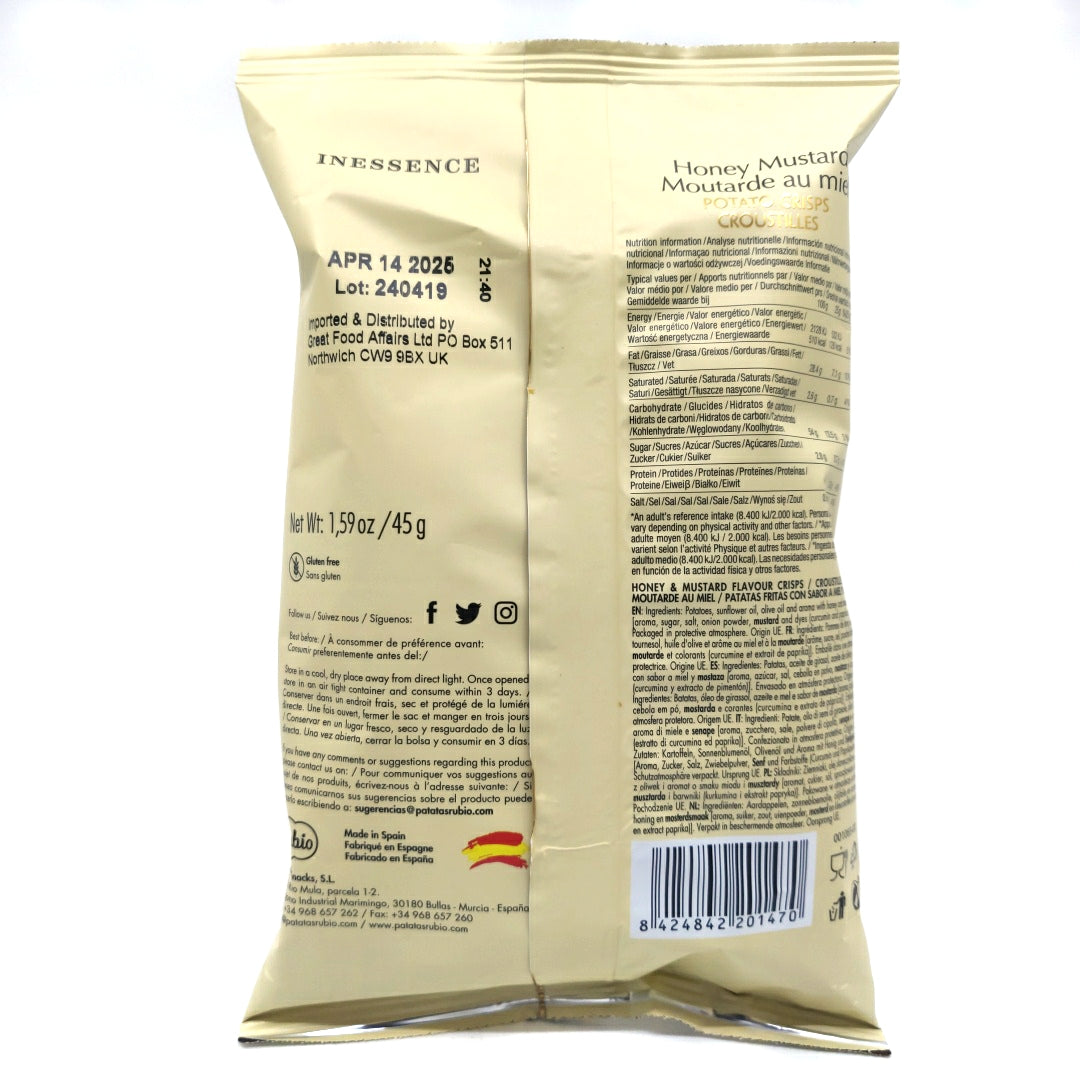 Inessence Honey Mustard Potato Crisps (45g)-Hop Burns & Black