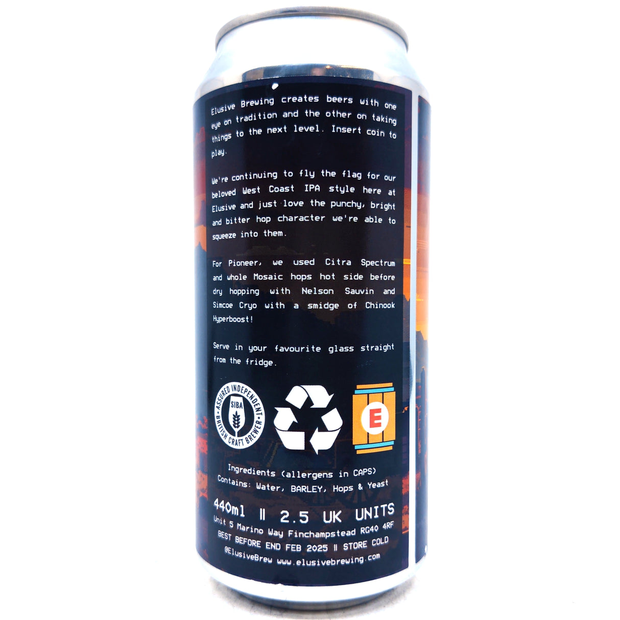 Elusive Brewing Pioneer West Coast IPA 5.6% (440ml can)-Hop Burns & Black