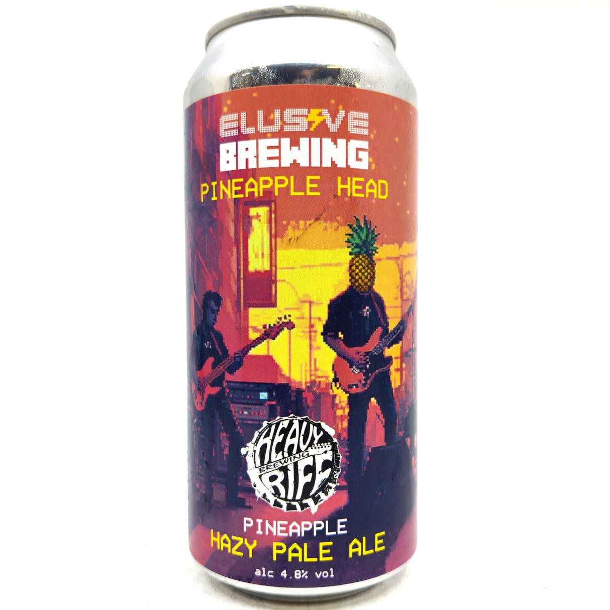 Elusive Brewing x Heavy Riff Pineapple Head Hazy Pale Ale 4.8% (440ml can)-Hop Burns & Black