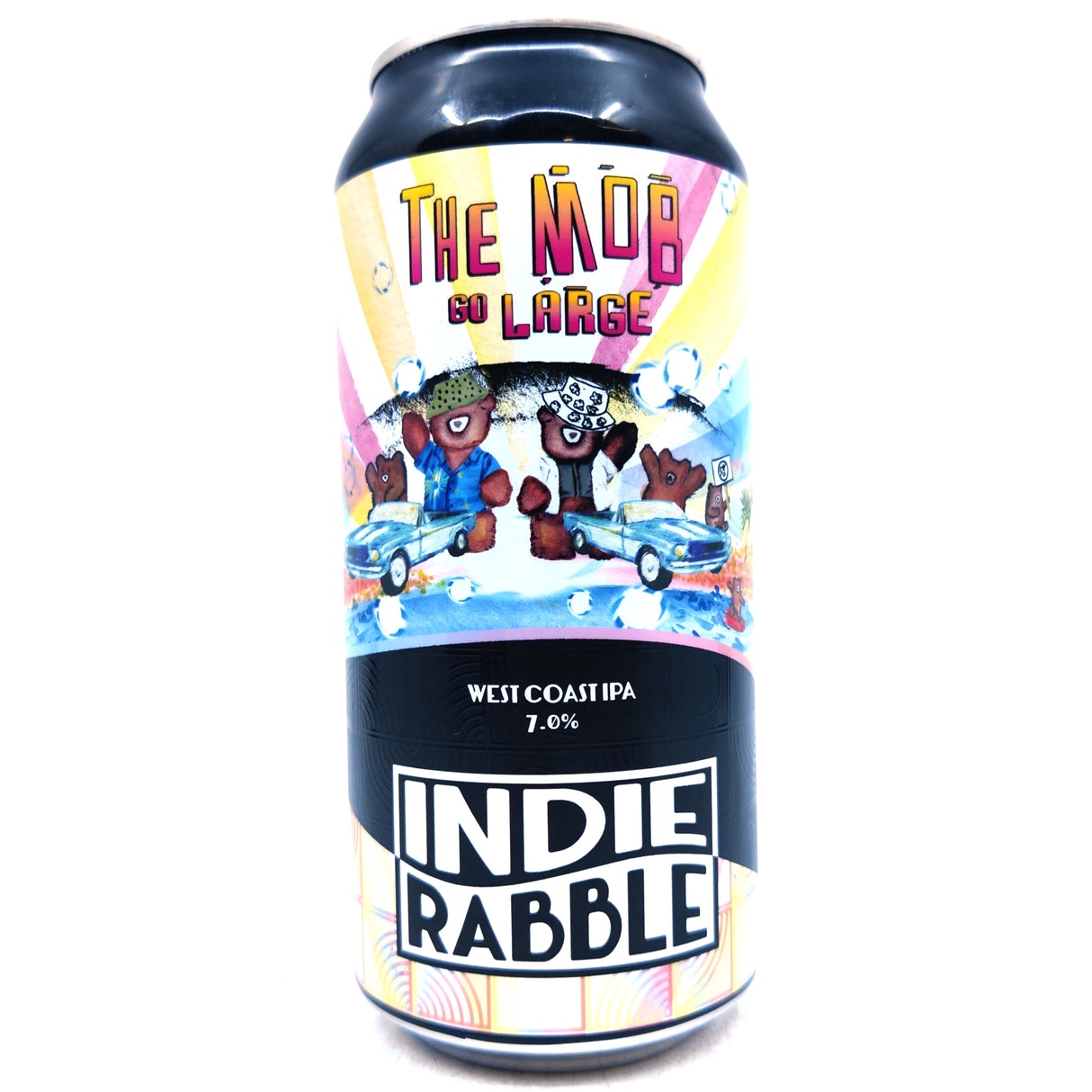 Indie Rabble The Mob Go Large West Coast IPA 7% (440ml can)-Hop Burns & Black