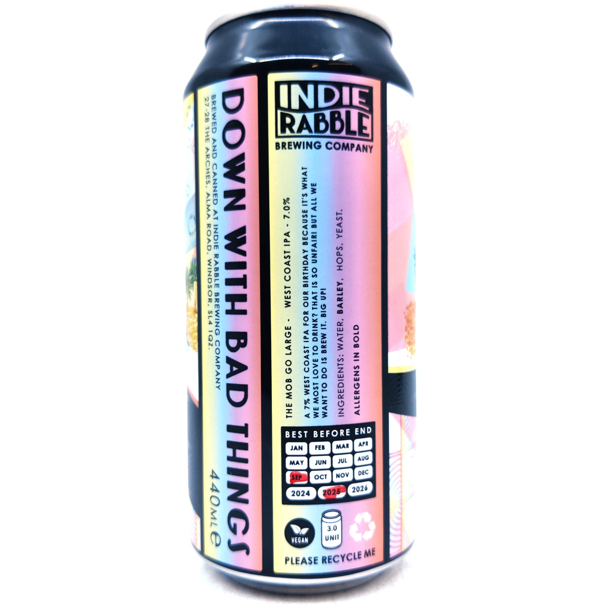 Indie Rabble The Mob Go Large West Coast IPA 7% (440ml can)-Hop Burns & Black