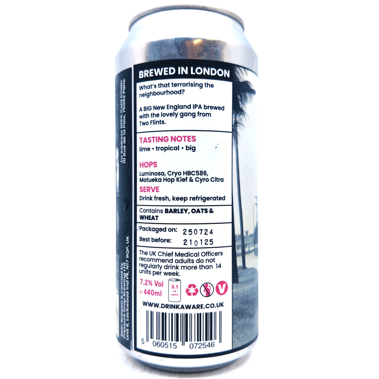 Pressure Drop x Two Flints Legendary Lizard Man New England IPA 7.2% (440ml can)-Hop Burns & Black