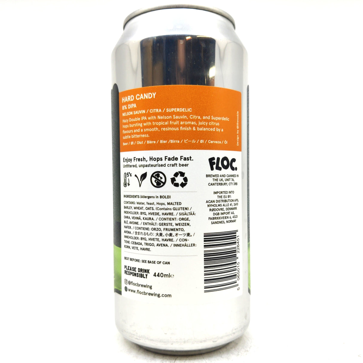 Floc Brewing Hard Candy Double IPA 8% (440ml can)-Hop Burns & Black