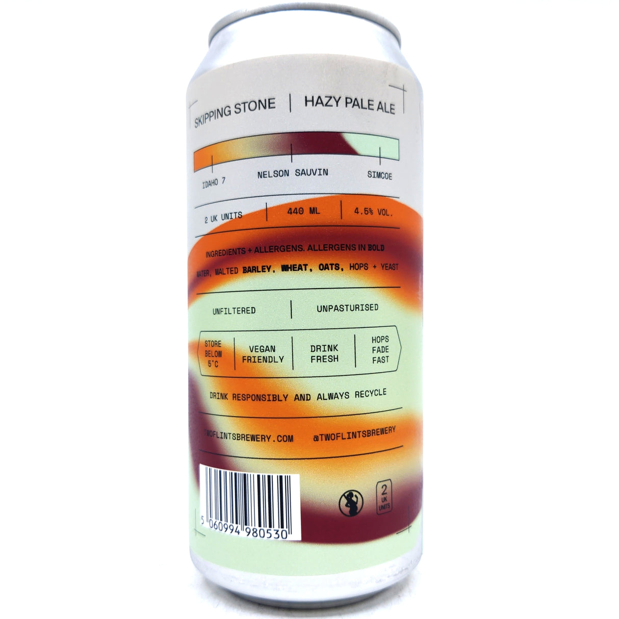 Two Flints Skipping Stone Hazy Pale Ale 4.5% (440ml can)-Hop Burns & Black