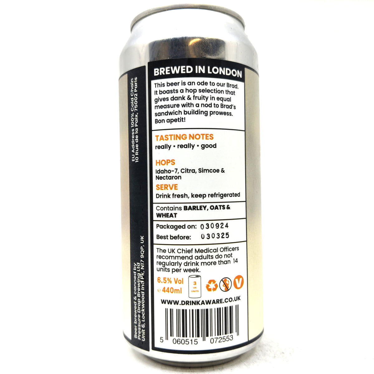 Pressure Drop Big Boy Sandwich New England IPA 6.5% (440ml can)-Hop Burns & Black