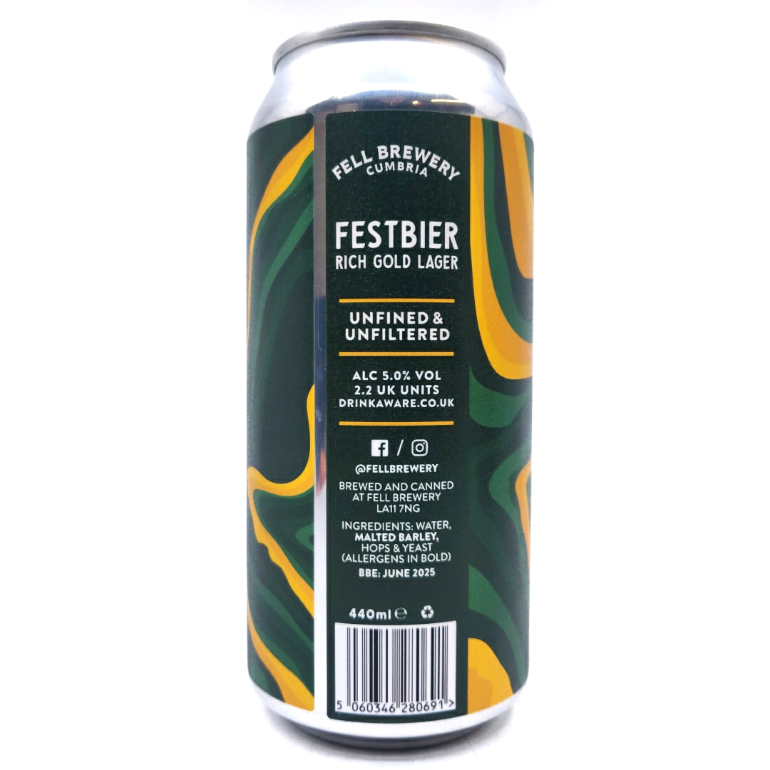 Fell Brewery Festbier Rich Gold Lager 5% (440ml can)-Hop Burns & Black