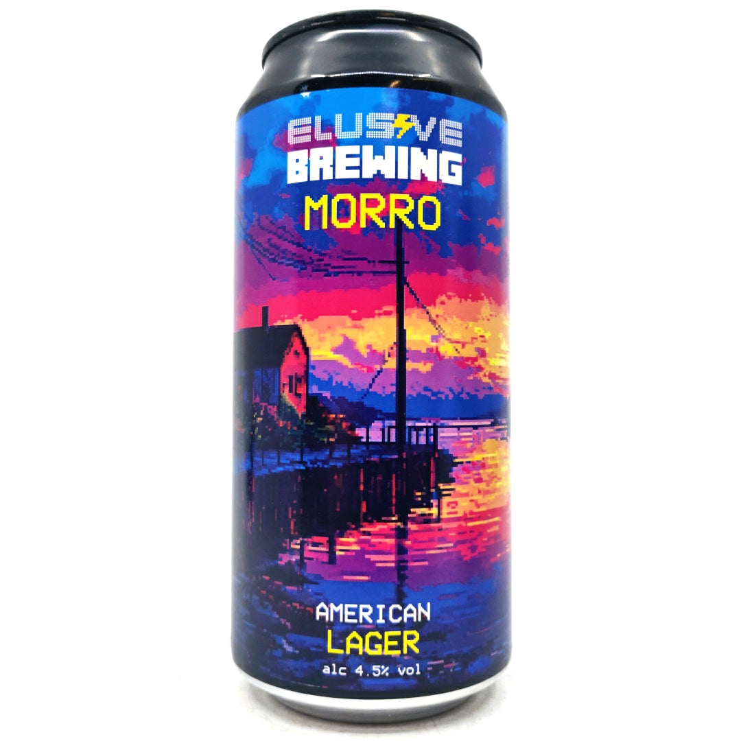 Elusive Brewing Morro American Lager 4.5% (440ml can)-Hop Burns & Black