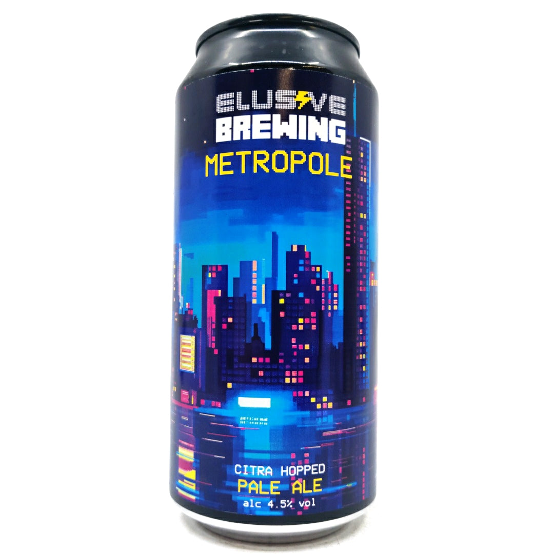 Elusive Brewing Metropole West Coast Pale Ale 4.5% (440ml can)-Hop Burns & Black