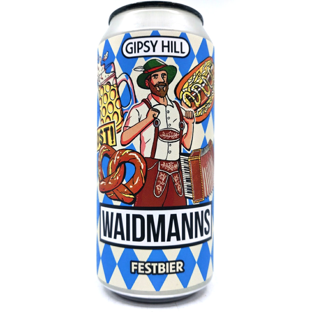 Gipsy Hill Waidmanns Festbier Helles Lager 4.8% (440ml can)-Hop Burns & Black