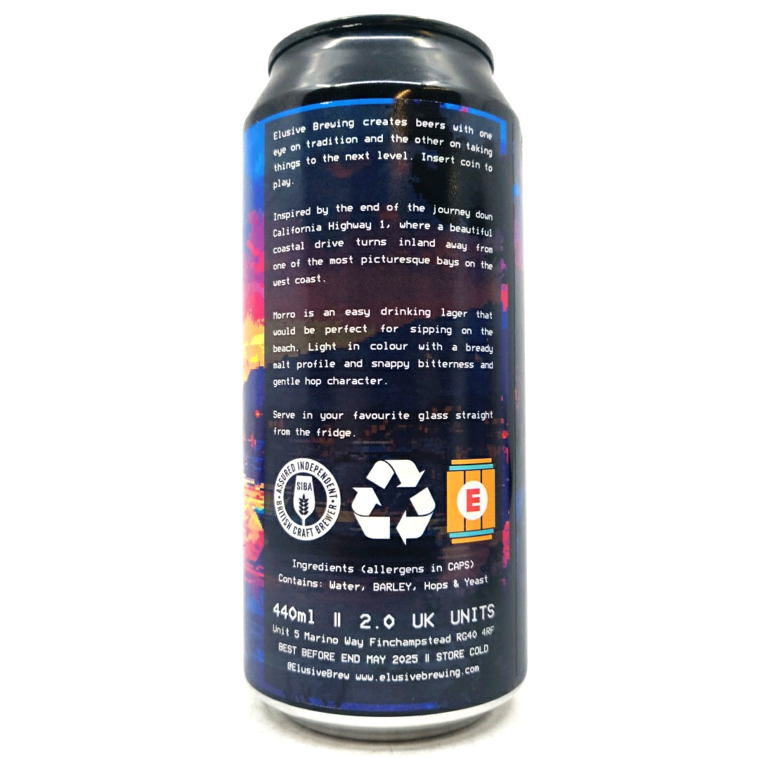 Elusive Brewing Morro American Lager 4.5% (440ml can)-Hop Burns & Black