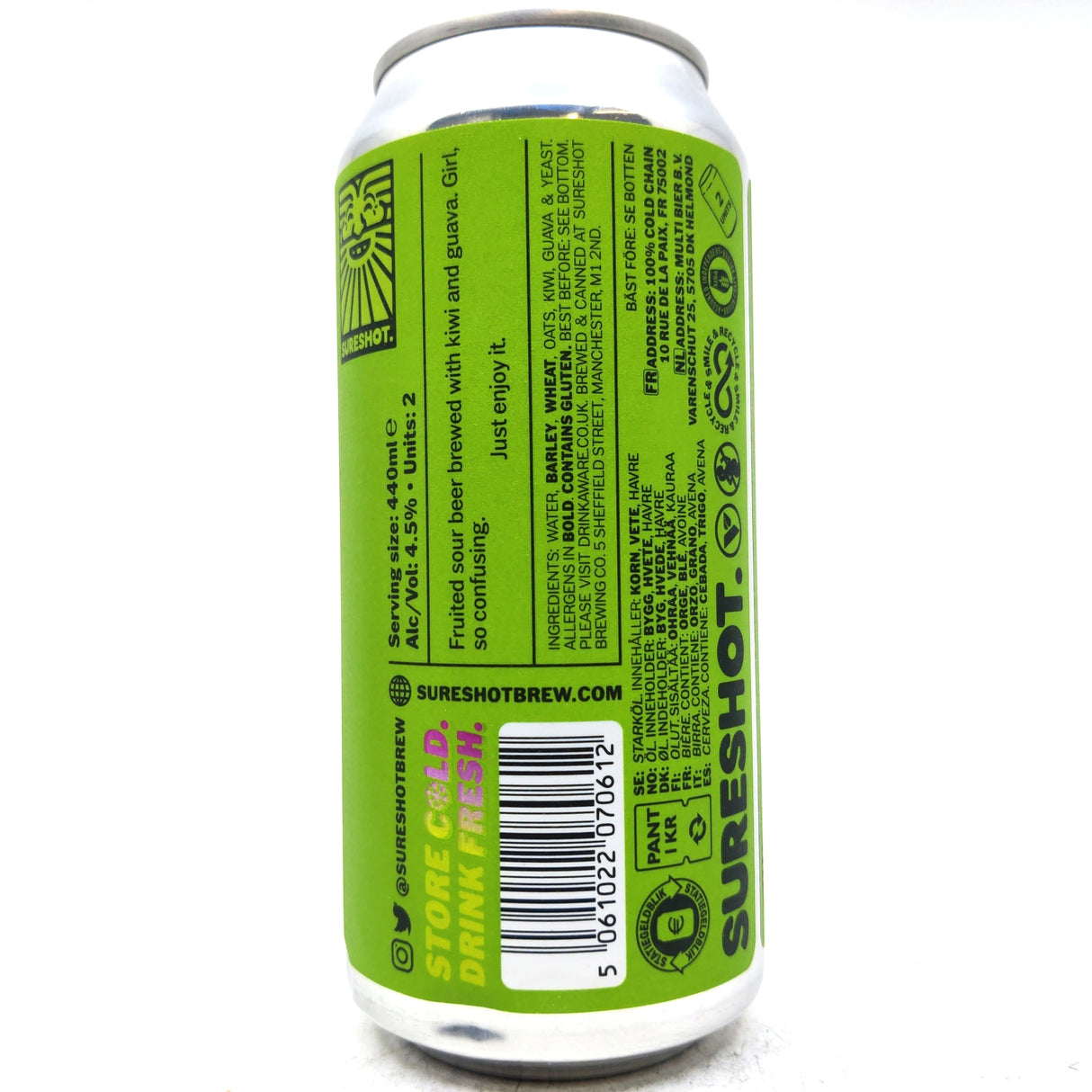 Sureshot Your Favourite Reference Kiwi & Guava Sour 4.5% (440ml can)-Hop Burns & Black