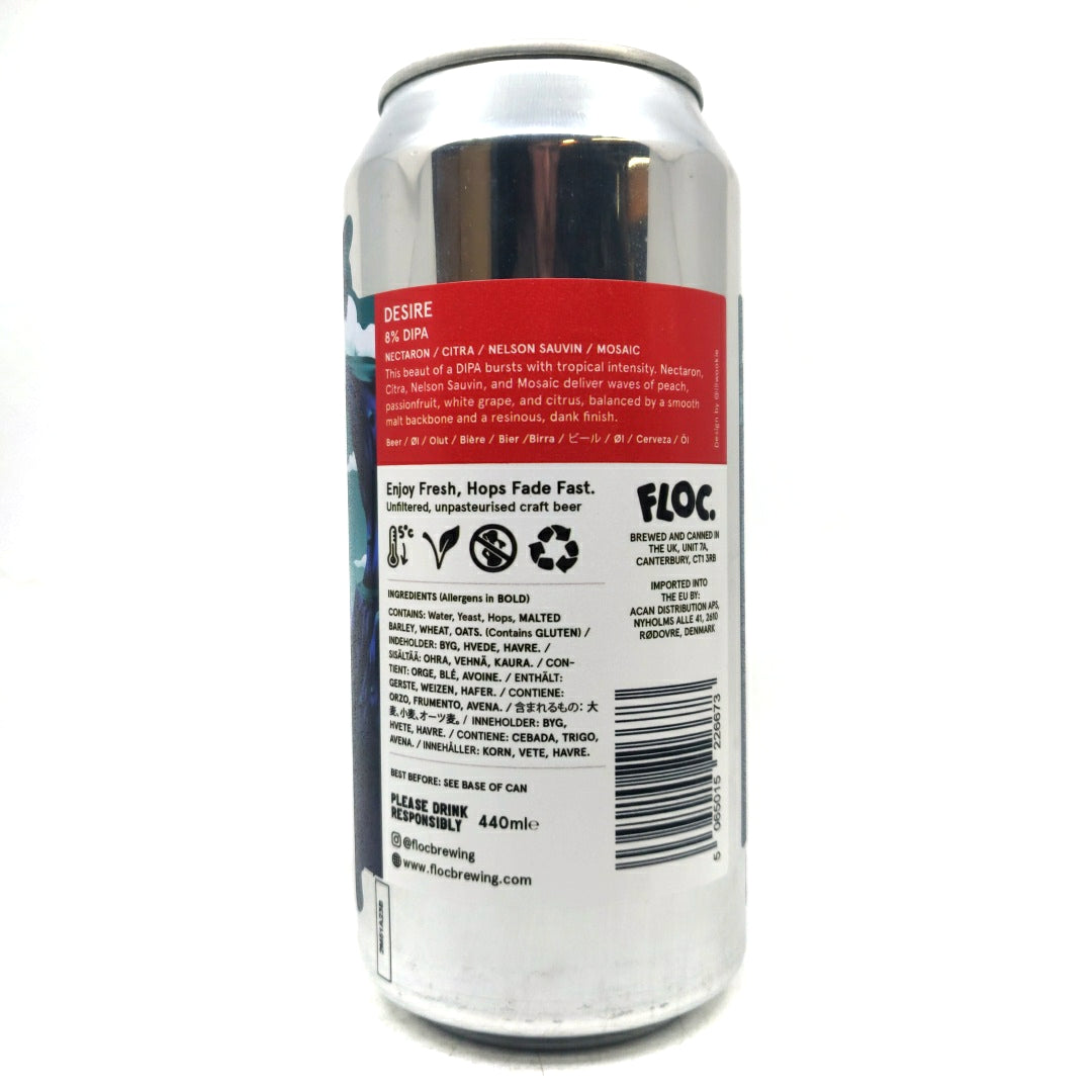 Floc Brewing Desire Double IPA 8% (440ml can)-Hop Burns & Black