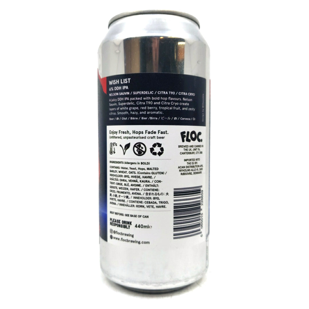 Floc Brewing Wish List DDH IPA 6% (440ml can)-Hop Burns & Black