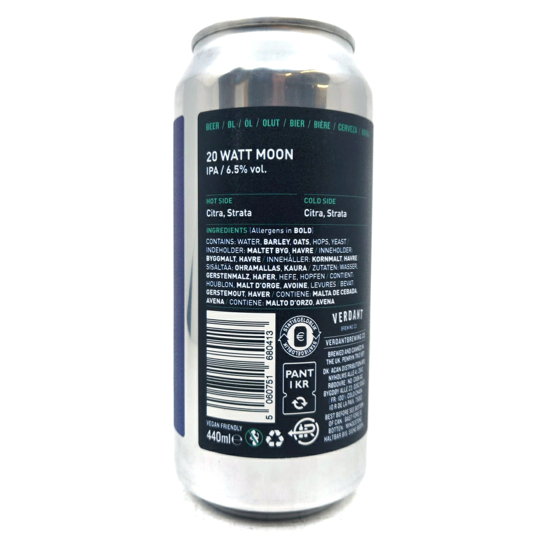 Verdant 20 Watt Moon IPA 6.5% (440ml can)-Hop Burns & Black