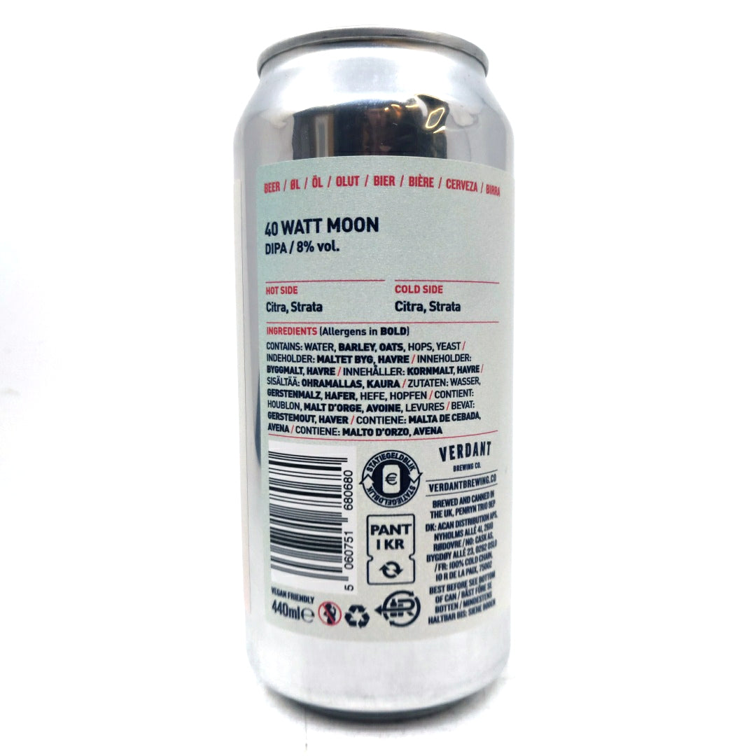 Verdant 40 Watt Moon Double IPA 8% (440ml can)-Hop Burns & Black