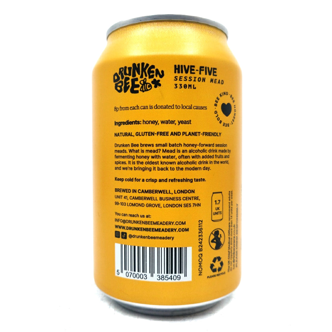 Drunken Bee Hive-Five Session Mead 3.5% (330ml)-Hop Burns & Black