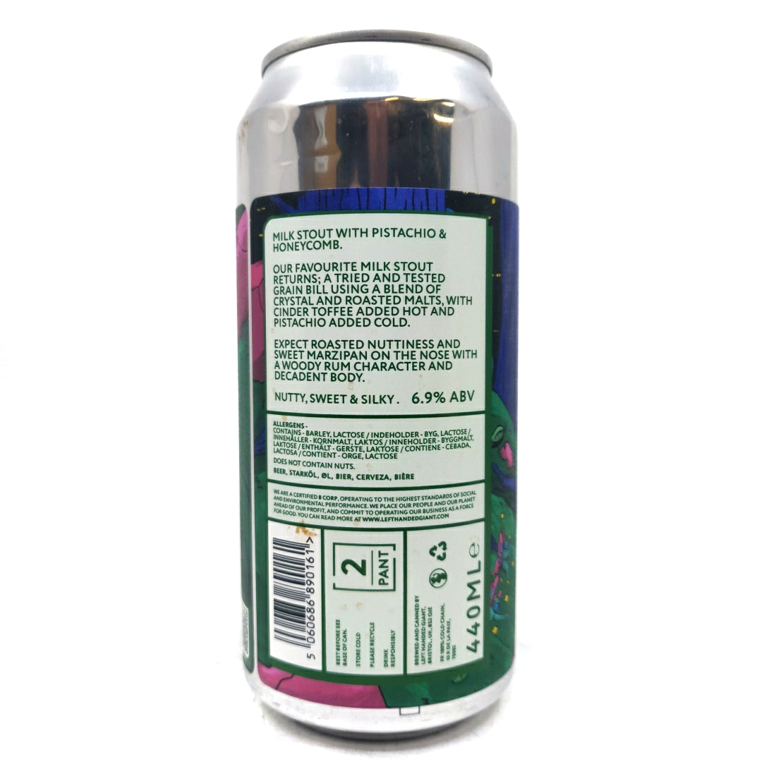 Left Handed Giant Woodland Creatures Pistachio & Honeycomb Milk Stout 6.9% (440ml can)-Hop Burns & Black