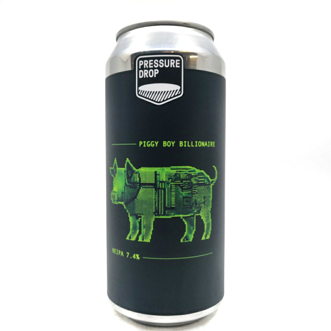 Pressure Drop Piggy Boy Billionaire New England IPA 7.4% (440ml can)-Hop Burns & Black