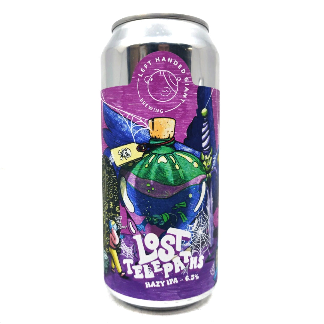 Left Handed Giant Lost Telepaths Hazy IPA 6.5% (440ml can)-Hop Burns & Black