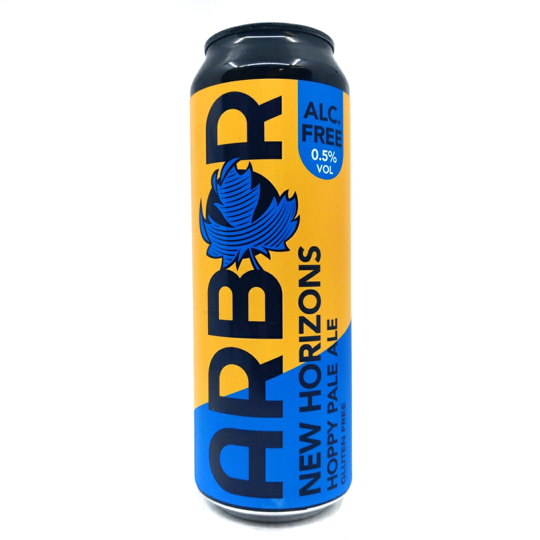 Arbor New Horizons Gluten and Alcohol Free Pale Ale 0.5% (568ml can)-Hop Burns & Black