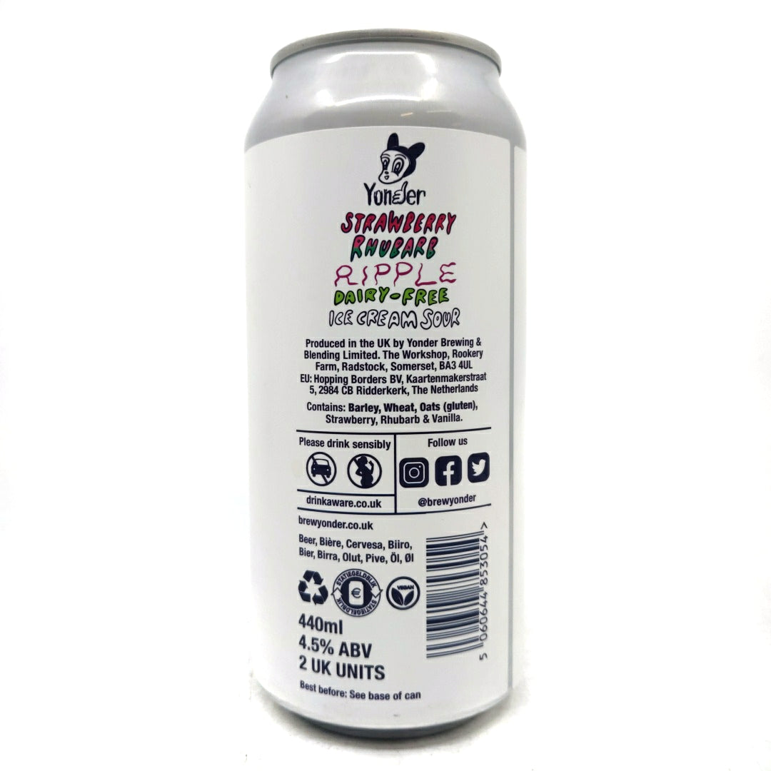 Yonder Strawberry Rhubarb Ripple Oat Cream Sour 4.5% (440ml can)-Hop Burns & Black