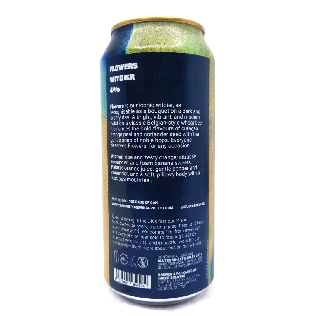 Queer Brewing Flowers Wit 4% (440ml can)-Hop Burns & Black