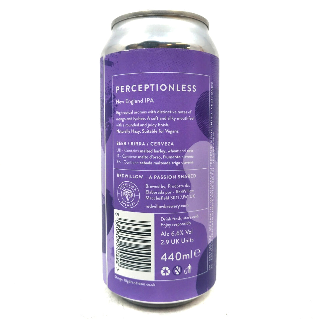 Redwillow Perceptionless New England IPA 6.6% (440ml can)-Hop Burns & Black