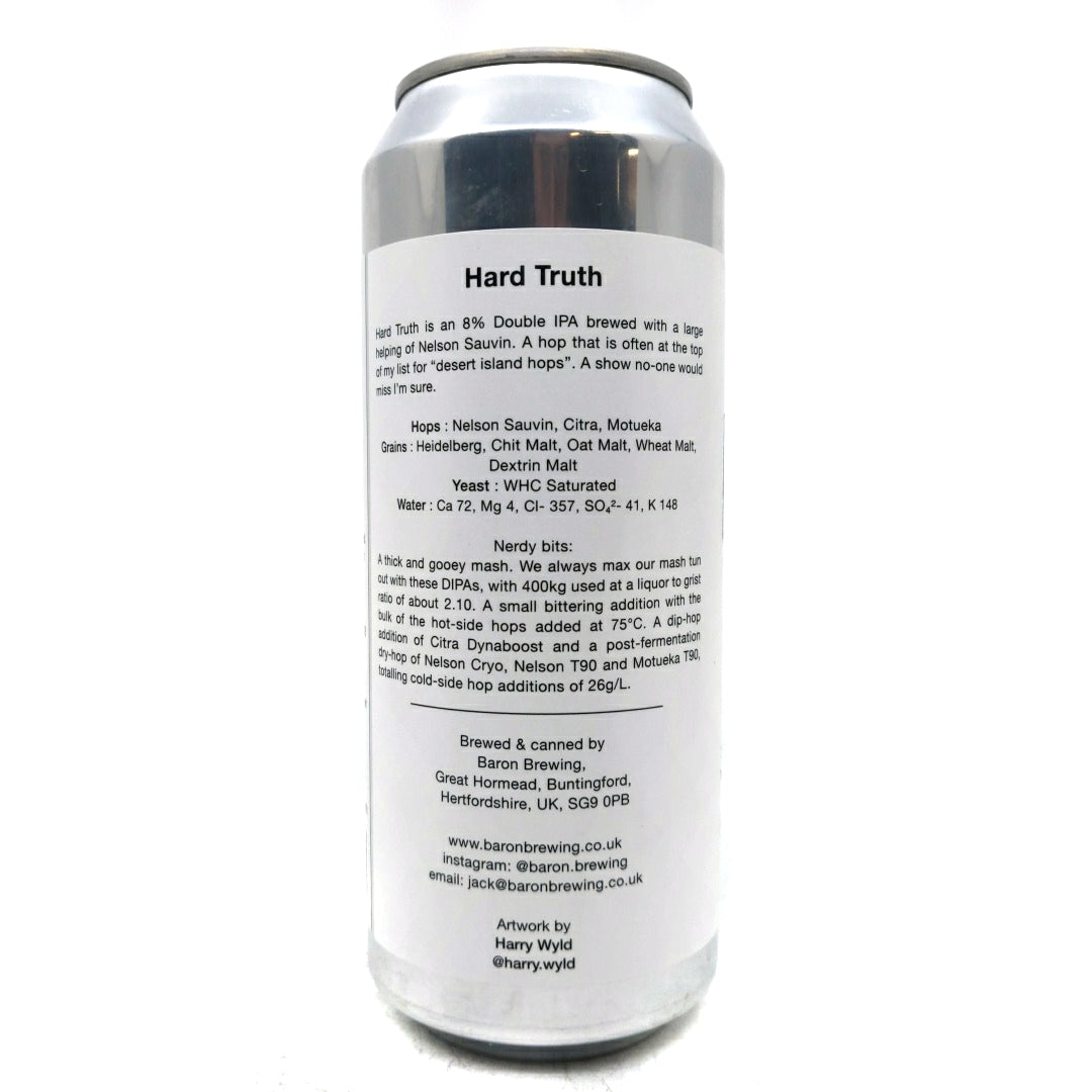 Baron Brewing Hard Truth Double IPA 8% (500ml can)-Hop Burns & Black