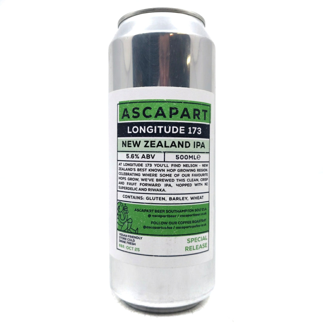 Ascapart Longitude 173 NZ IPA 5.6% (500ml can)-Hop Burns & Black