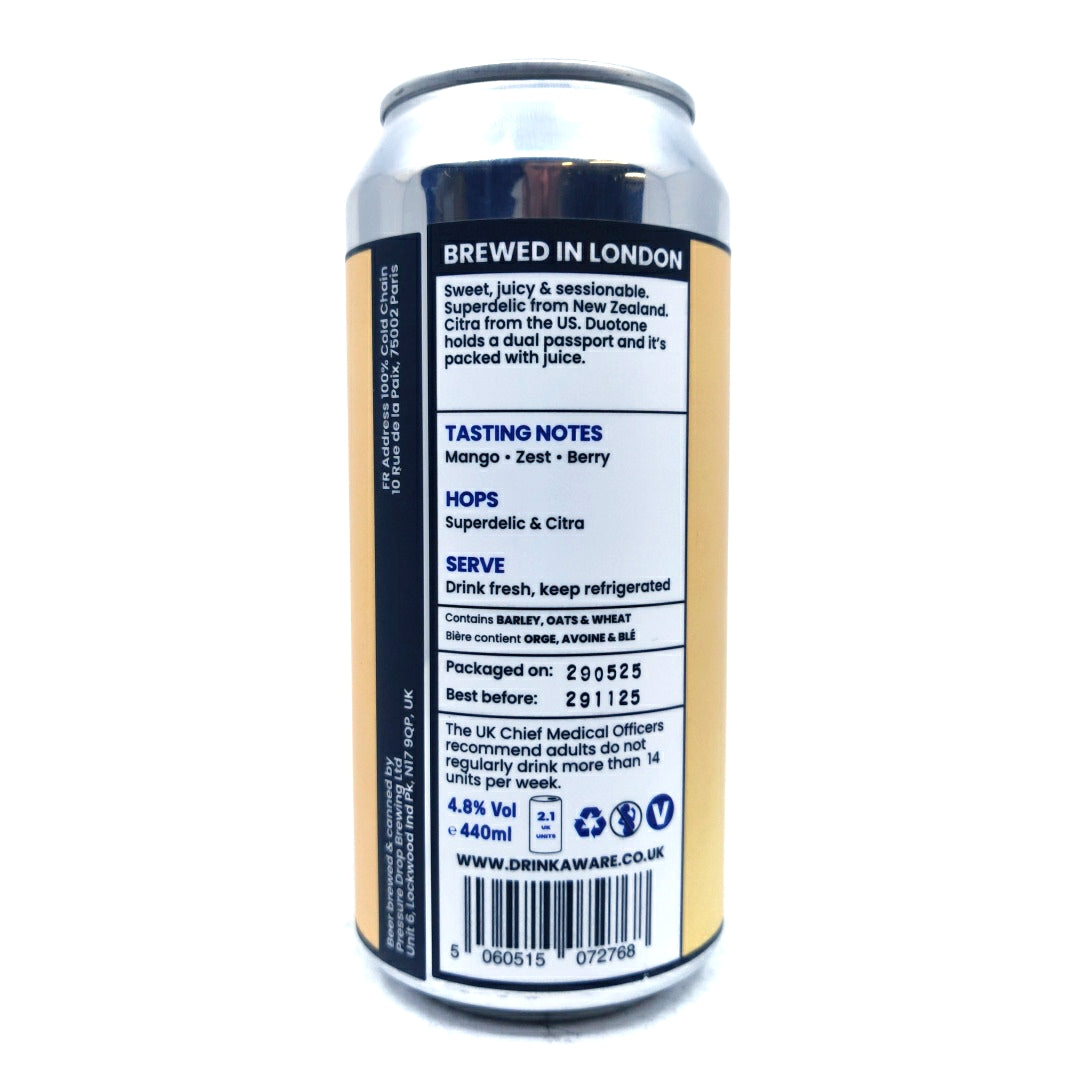 Pressure Drop Duotone New England Pale Ale 4.8% (440ml can)-Hop Burns & Black