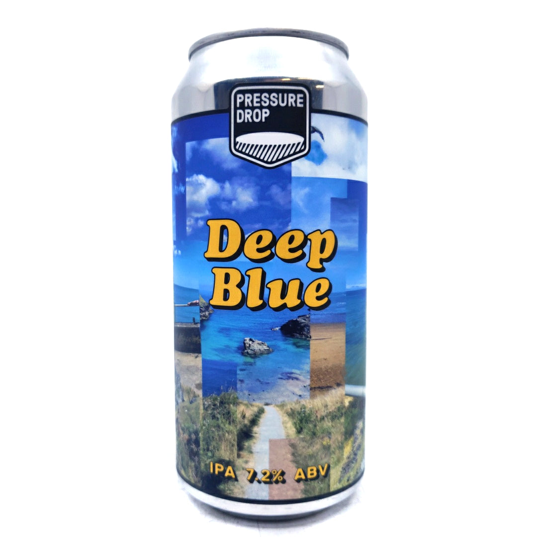 Pressure Drop Deep Blue IPA 7.2% (440ml can)-Hop Burns & Black