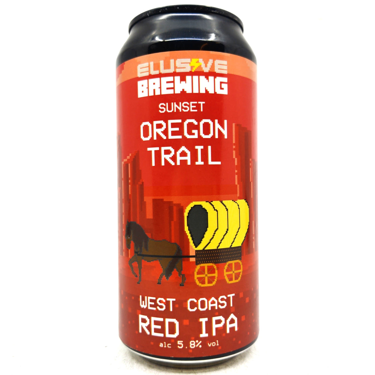 Elusive Brewing Sunset Oregon Trail West Coast Red IPA 5.8% (440ml can)-Hop Burns & Black